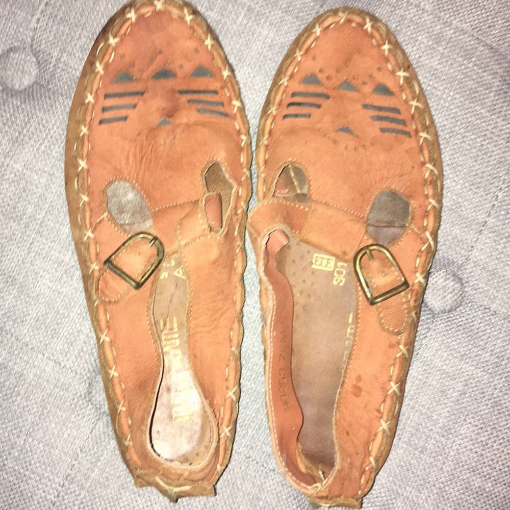 Ladies brown leather moccasins